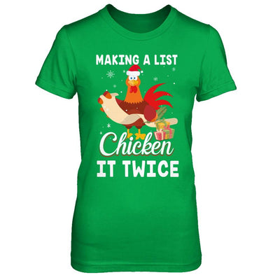 Chicken It Twice Funny Chicken Christmas-T-Shirt & Sweatshirt-Women's T-Shirt-Irish Green