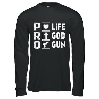 Pro Life Pro God Pro Gun America-T-Shirt & Hoodie-Long Sleeve T-Shirt-Black