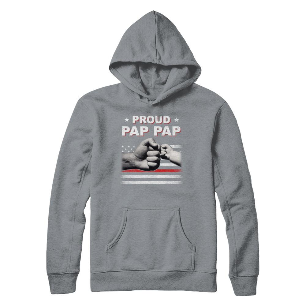 Proud Pap Pap Fireman Firefighter Thin Red Line Flag Fathers Day-T-Shirt & Hoodie-Pullover Hoodie-Light Steel