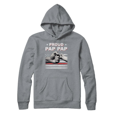Proud Pap Pap Fireman Firefighter Thin Red Line Flag Fathers Day-T-Shirt & Hoodie-Pullover Hoodie-Light Steel