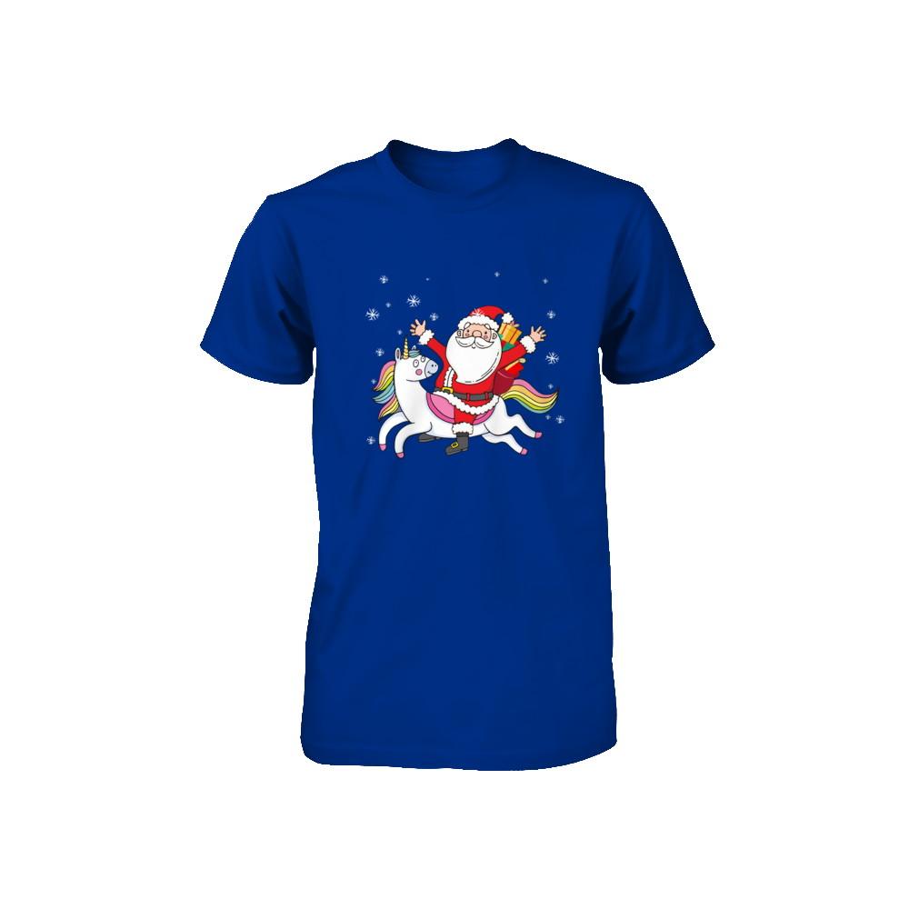 Santa Riding Unicorn Christmas Kids Girls Women Xmas Youth-Youth Shirt-
