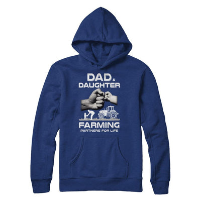 Farmer Dad And Daughter Farming Partners For Life Fathers Day-T-Shirt & Hoodie-Pullover Hoodie-Deep Royal