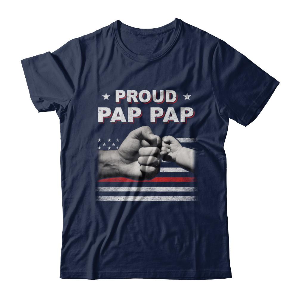 Proud Pap Pap Fireman Firefighter Thin Red Line Flag Fathers Day-T-Shirt & Hoodie-Classic T-Shirt-Navy