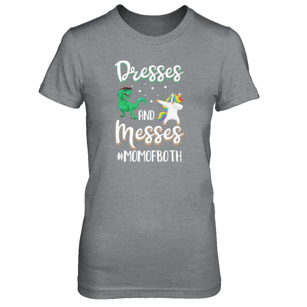 Dresses And Messes Mom Of Both Funny Gift For Mom-T-Shirt & Tank Top-Women's T-Shirt-Sport Grey