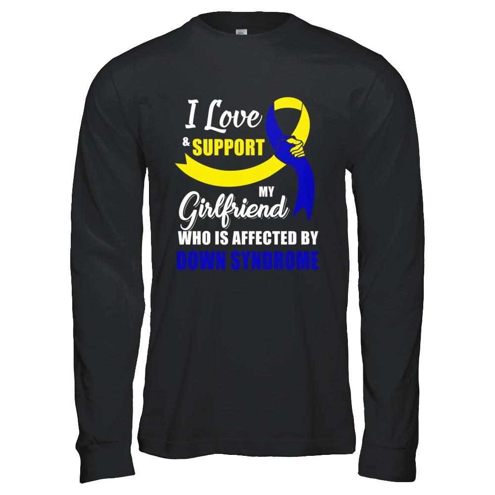 Down Syndrome Awareness Support Yellow Blue Girlfriend Boyfriend-T-Shirt & Hoodie-Long Sleeve T-Shirt-Black