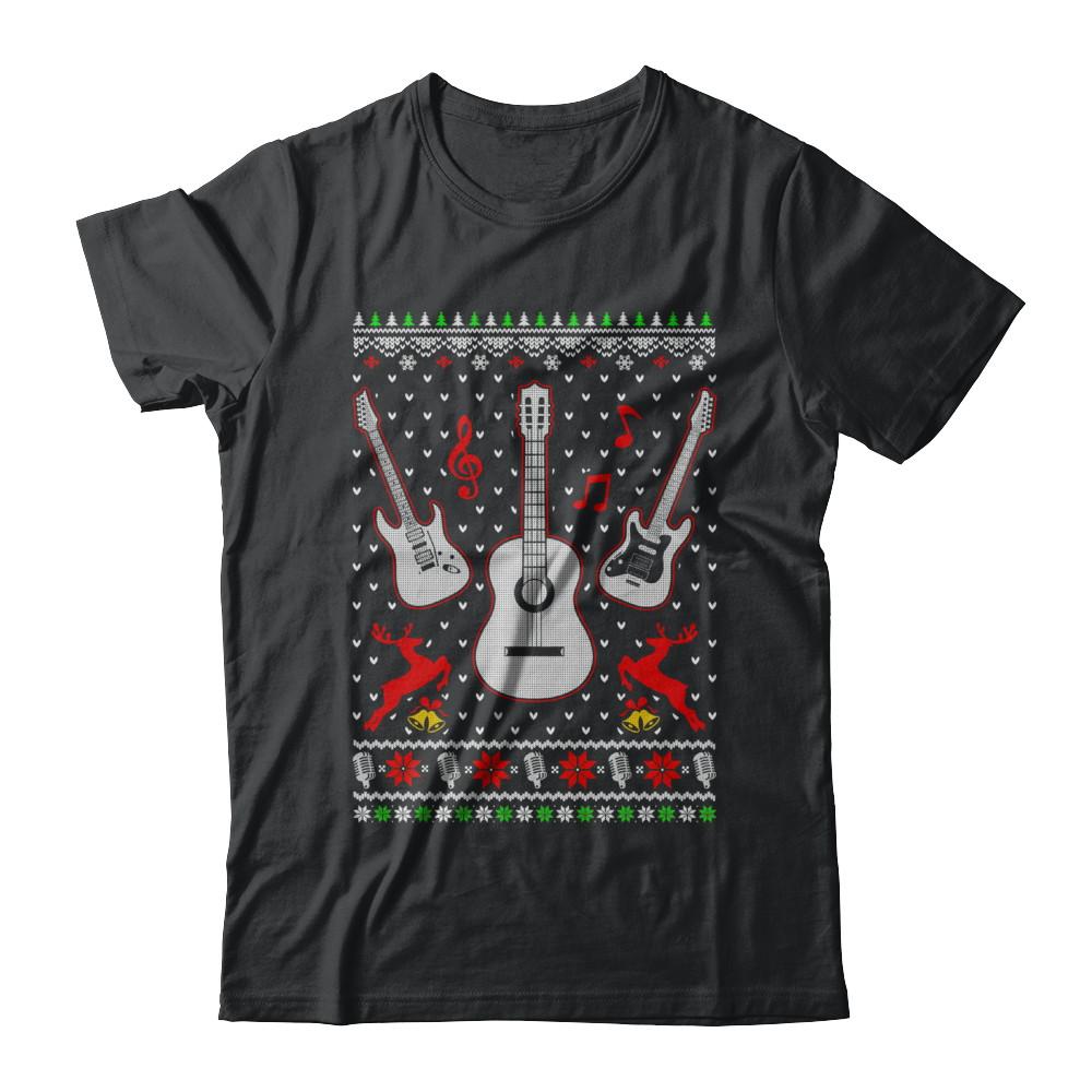 Singer Song Guitar Ugly Christmas Sweater-T-Shirt & Sweatshirt-Classic T-Shirt-Black