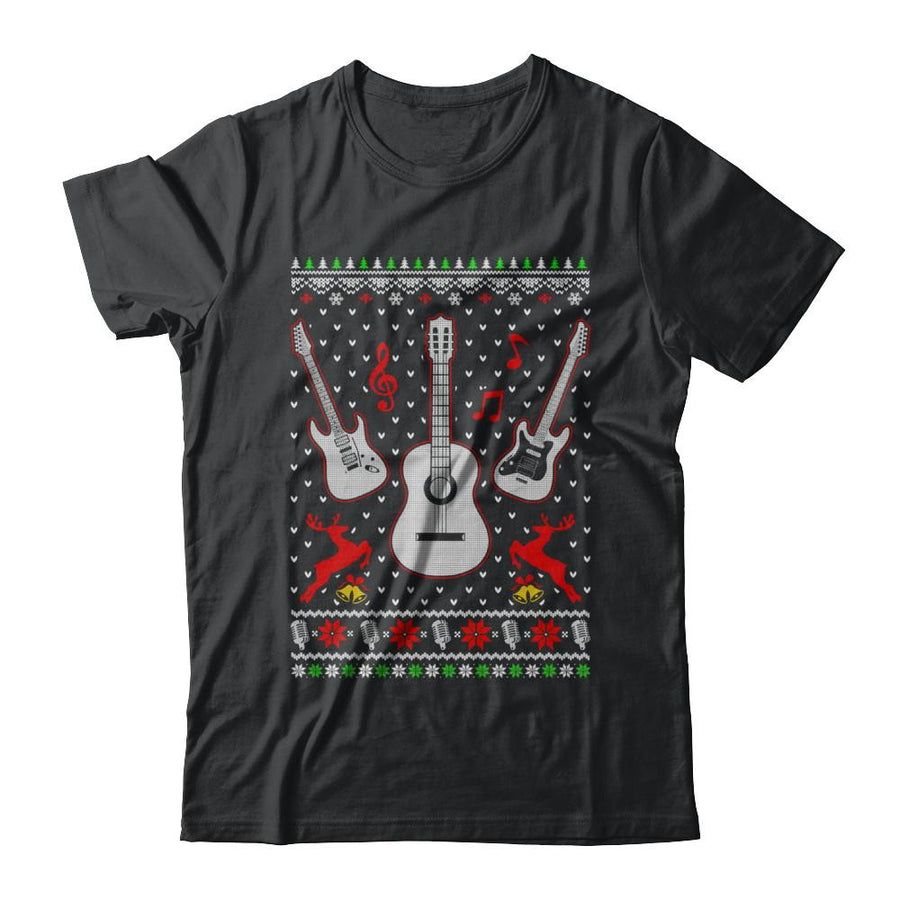 Singer Song Guitar Ugly Christmas Sweater-T-Shirt & Sweatshirt-Classic T-Shirt-Black