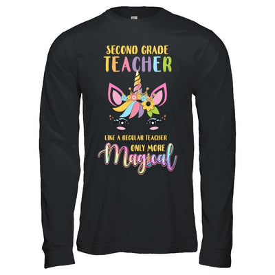 2nd Second Grade Teacher Cute Magical Unicorn Gift-T-Shirt & Hoodie-Long Sleeve T-Shirt-Black
