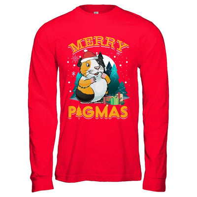 Merry Pigmas Funny Guinea Pig-T-Shirt & Hoodie-Long Sleeve T-Shirt-Red