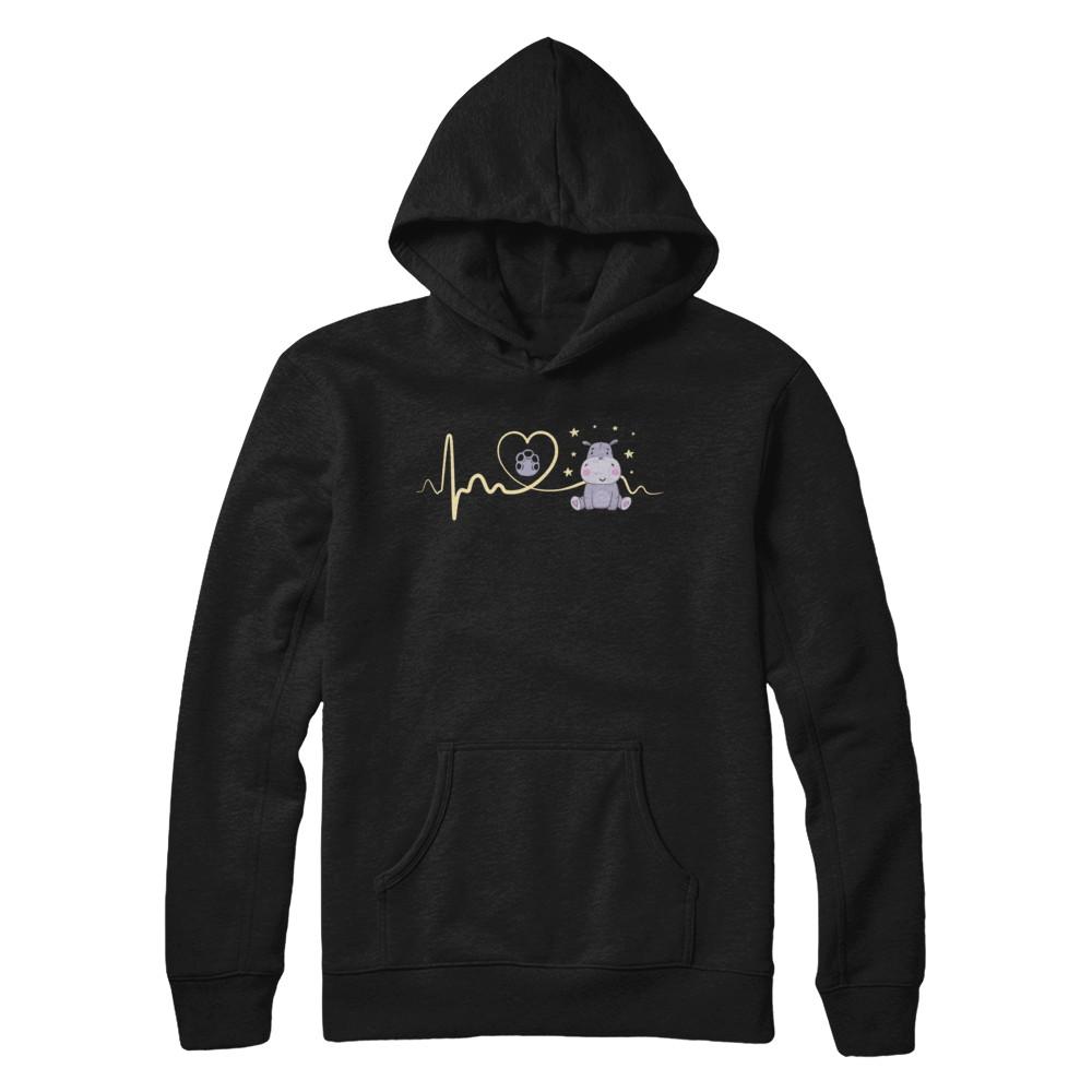 Hippo Cute Preemie Baby Heartbeat-T-Shirt & Sweatshirt-Pullover Hoodie-Black