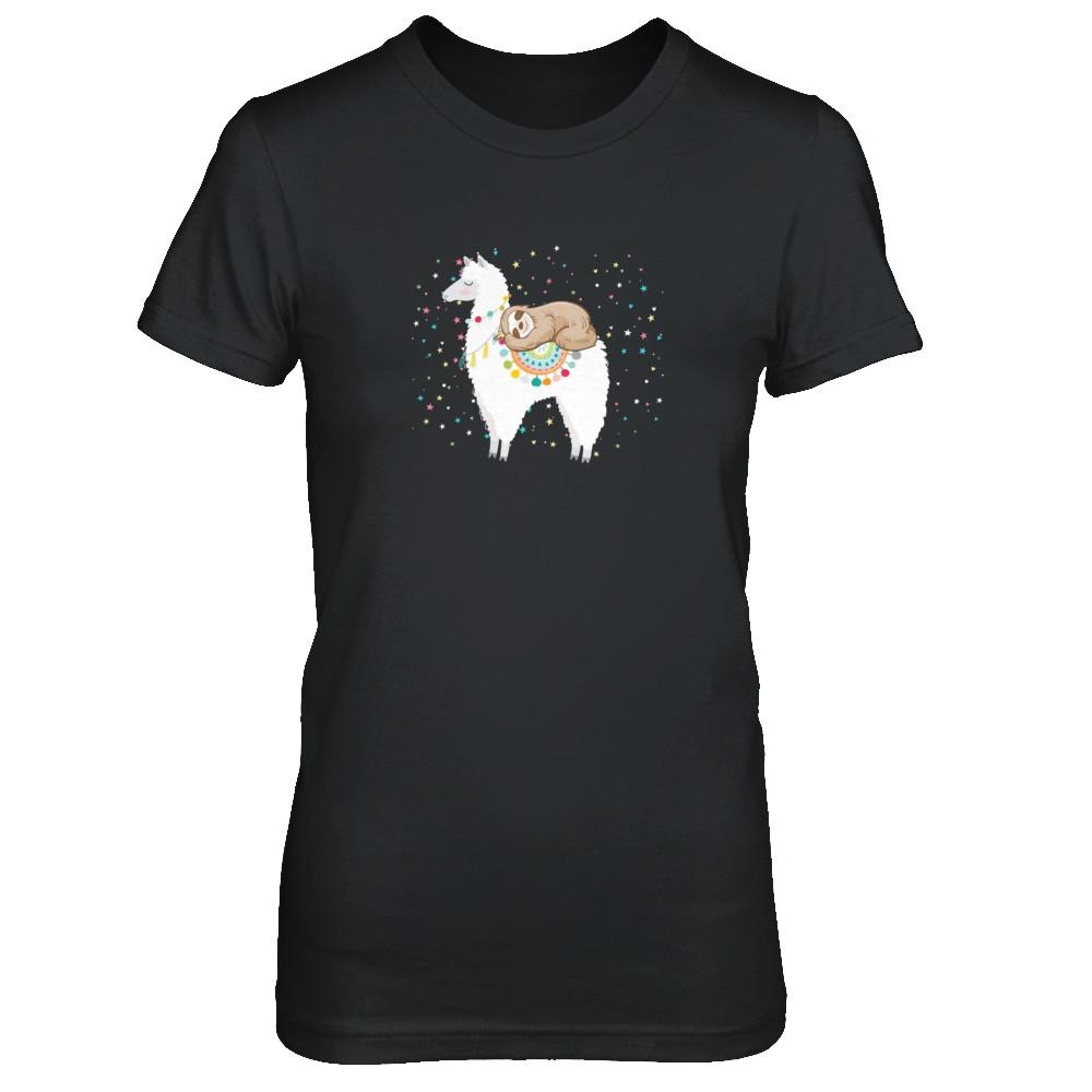 Funny Sloth Riding Llama Lover-T-Shirt & Tank Top-Women's T-Shirt-Black