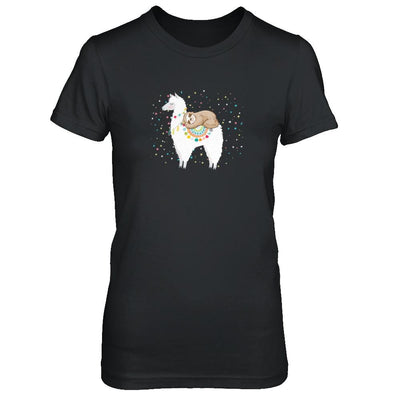Funny Sloth Riding Llama Lover-T-Shirt & Tank Top-Women's T-Shirt-Black