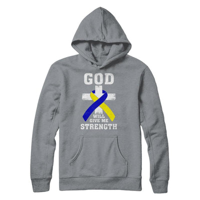 God Will Give Me Strength Down Syndrome Ribbon Gift-T-Shirt & Hoodie-Pullover Hoodie-Light Steel