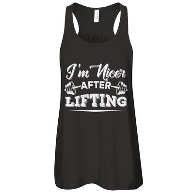 I'm Nicer After Lifting-T-Shirt & Tank Top-Women's Flowy Racerback Tank-Black