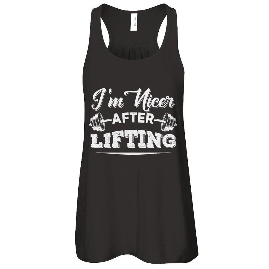 I'm Nicer After Lifting-T-Shirt & Tank Top-Women's Flowy Racerback Tank-Black