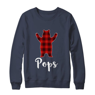 Red Pops Bear Buffalo Plaid Family Christmas Pajamas-T-Shirt & Sweatshirt-Crewneck Sweatshirt-Navy