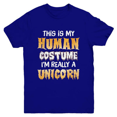 This Is My Human Costume Unicorn Halloween Youth-Youth Shirt-Youth T-Shirt-Navy