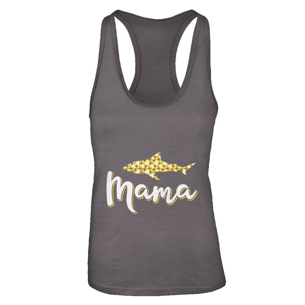 Sunflower Mama Shark Flowers Mothers Day Gift-T-Shirt & Tank Top-Women's Ideal Racerback Tank-Dark Grey