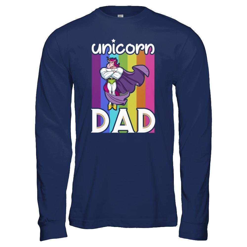 Funny Unicorn Dad-T-Shirt & Hoodie-Long Sleeve T-Shirt-Navy