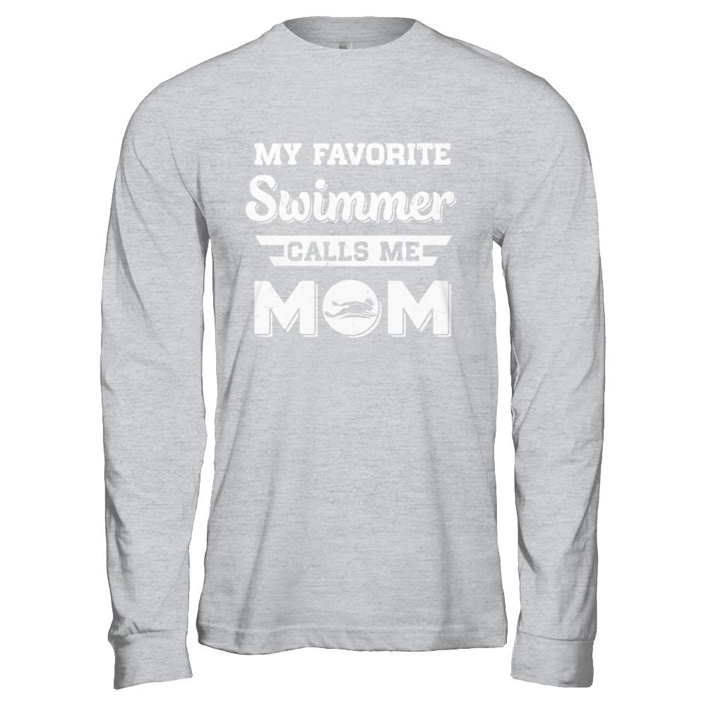 Swimming My Favorite Swimmer Call Me Mom Mothers Day-T-Shirt & Hoodie-Long Sleeve T-Shirt-Sport Grey