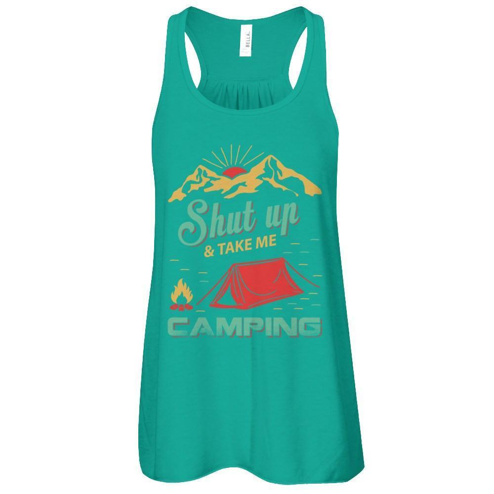 Shut Up And Take Me Camping-T-Shirt & Tank Top-Women's Flowy Racerback Tank-Kelly