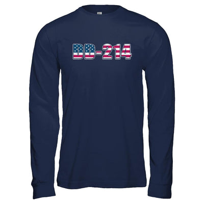 Proud DD-214 Alumni Vintage American US Veteran-T-Shirt & Hoodie-Long Sleeve T-Shirt-Navy