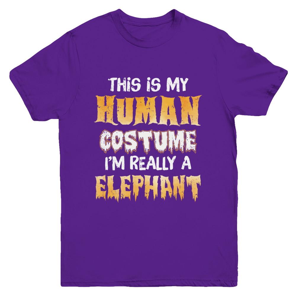 This Is My Human Costume Elephant Halloween Youth-Youth Shirt-Youth T-Shirt-Purple