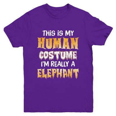 This Is My Human Costume Elephant Halloween Youth-Youth Shirt-Youth T-Shirt-Purple