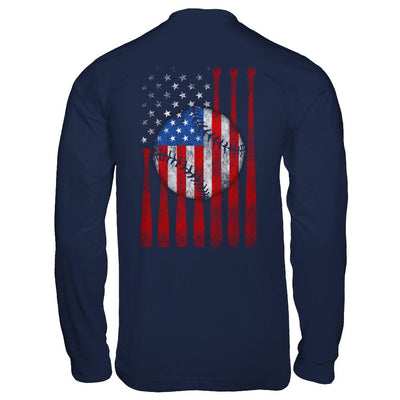 American Flag Vintage Baseball-T-Shirt & Hoodie-Long Sleeve T-Shirt-Navy