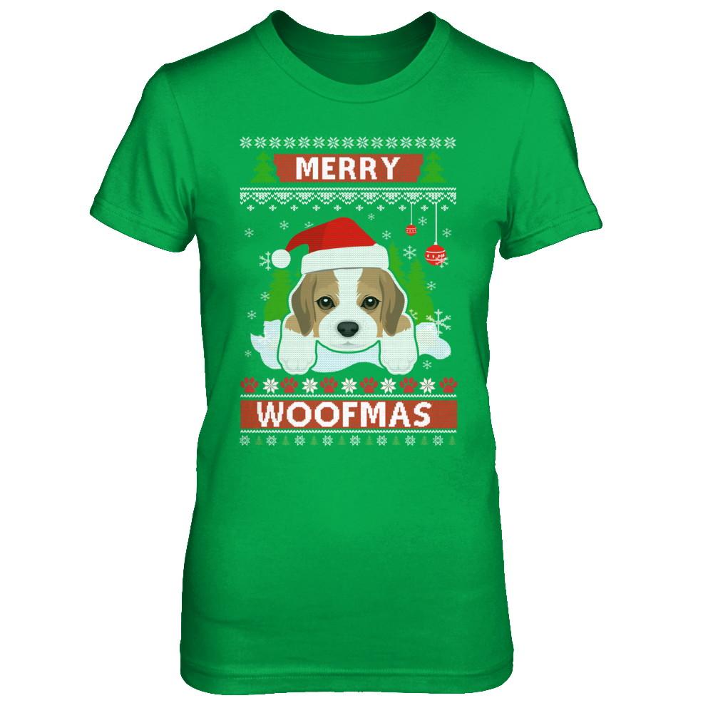 Beagle Merry Woofmas Ugly Christmas Sweater-T-Shirt & Sweatshirt-Women's T-Shirt-Irish Green