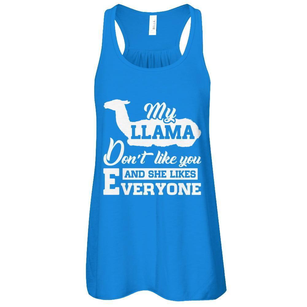 My Llama Don't Like You And She Likes Everyone-T-Shirt & Tank Top-Women's Flowy Racerback Tank-True Royal
