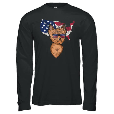 Funny Patriot Yorkie Dog 4Th Of July American Flag-T-Shirt & Hoodie-Long Sleeve T-Shirt-Black