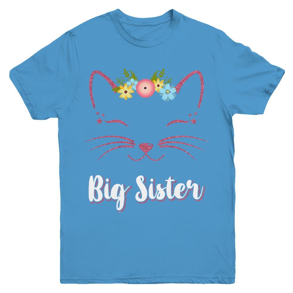 Kitty Cat Big Sister I'm Going To Be A Big Sister Youth-Youth Shirt-Youth T-Shirt-Carolina Blue