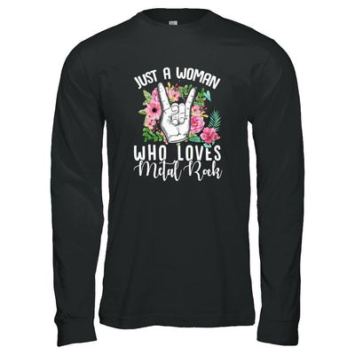 Just A Woman Who Loves Metal Rock-T-Shirt & Tank Top-Long Sleeve T-Shirt-Black