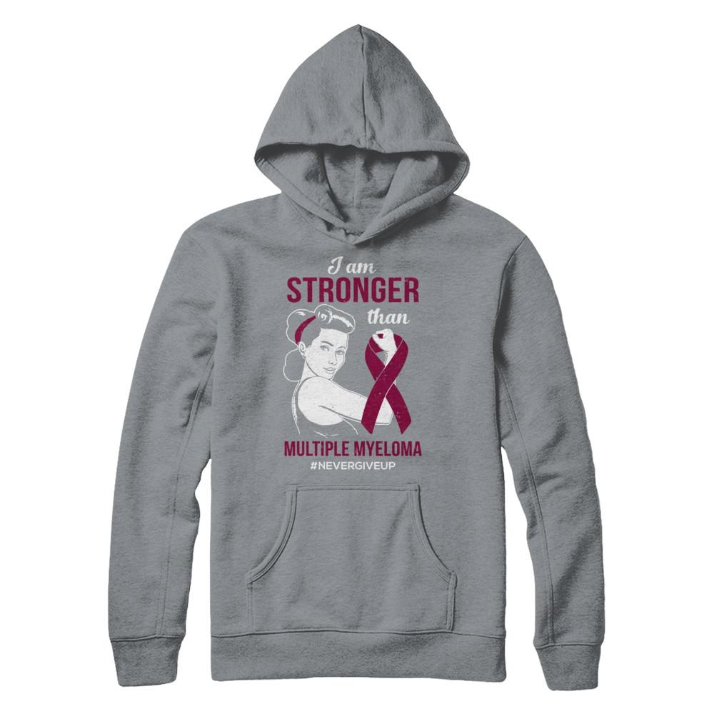 I Am Stronger Than Multiple Myeloma Awareness Support-T-Shirt & Hoodie-Pullover Hoodie-Light Steel