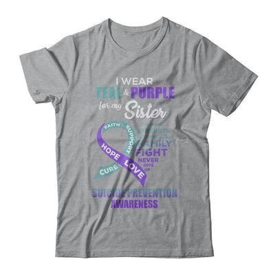 Suicide Prevention I Wear Teal Purple For My Sister-T-Shirt & Hoodie-Classic T-Shirt-Sport Grey