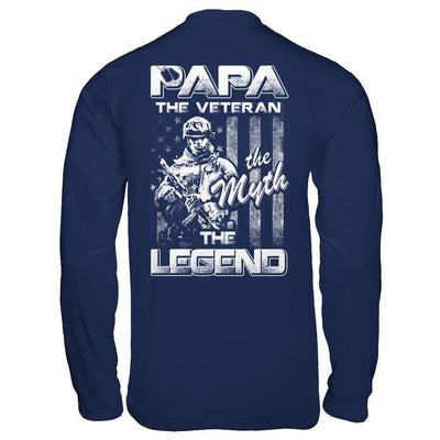Papa The Veteran The Myth The Legend-T-Shirt & Hoodie-Long Sleeve T-Shirt-Navy