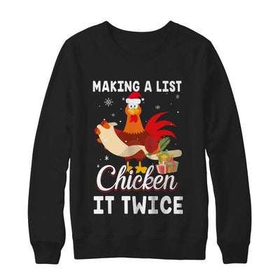 Chicken It Twice Funny Chicken Christmas-T-Shirt & Sweatshirt-Crewneck Sweatshirt-Black