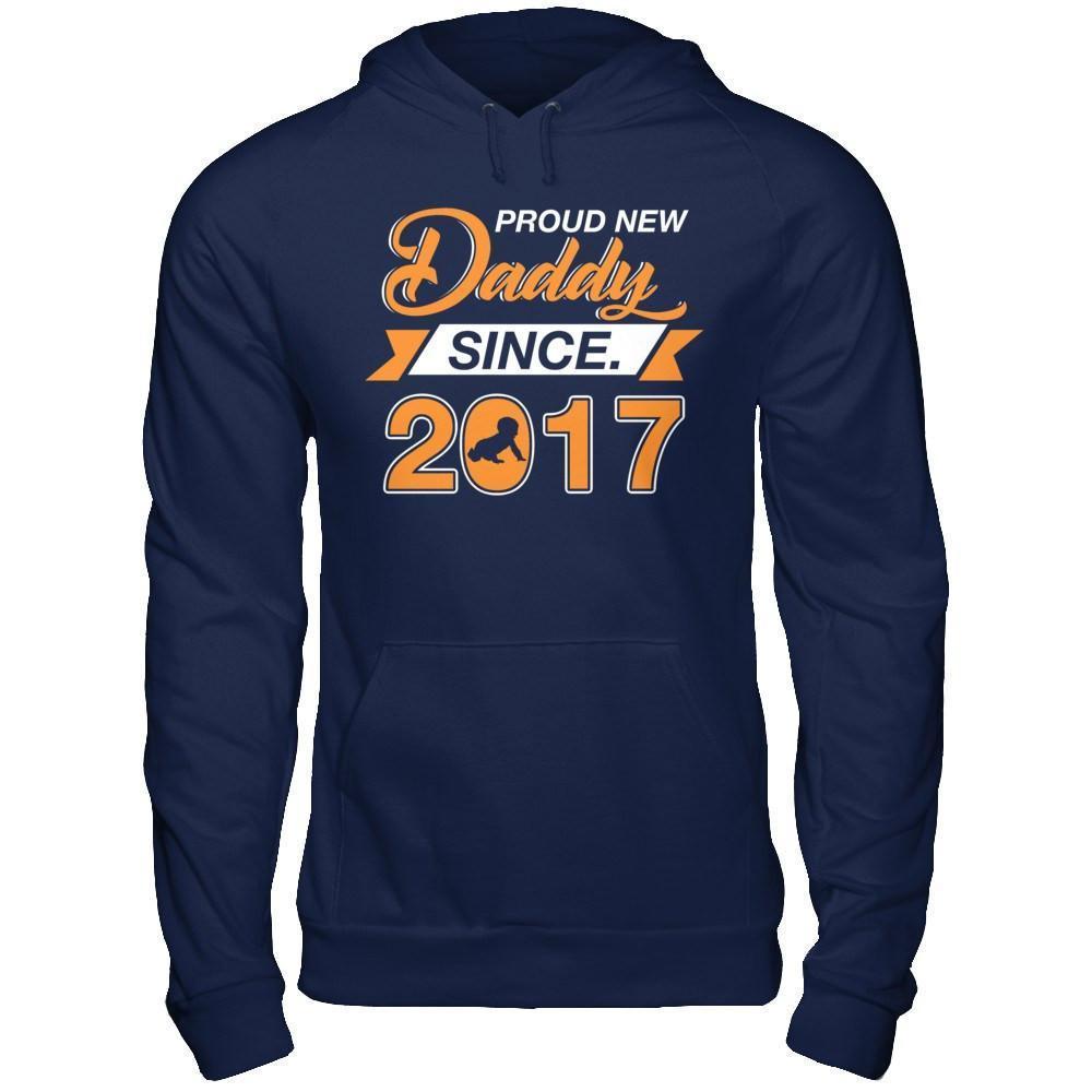 Proud New Daddy Since 2017-T-Shirt & Hoodie-Pullover Hoodie-Navy