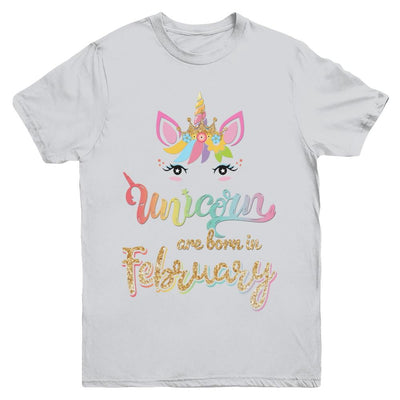 Cute Unicorns Are Born In February Birthday Gift Youth-Youth Shirt-Youth T-Shirt-Sport Grey