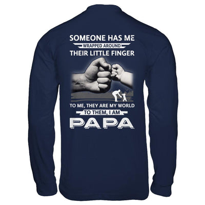 Someone Has Me Wrapped Around Their Little Finger Papa-T-Shirt & Hoodie-Long Sleeve T-Shirt-Navy