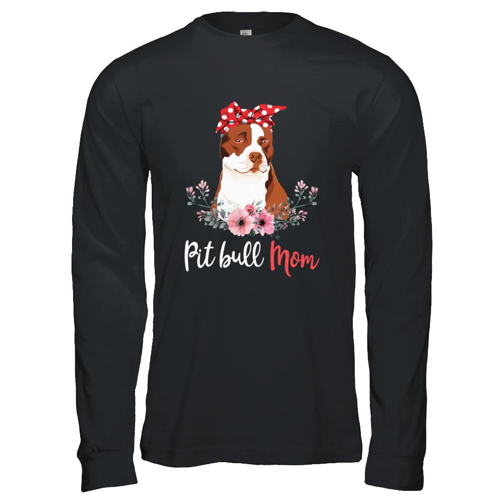 Pitbull Mom Gift For Women Dog Lover-T-Shirt & Hoodie-Long Sleeve T-Shirt-Black