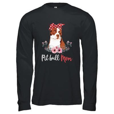 Pitbull Mom Gift For Women Dog Lover-T-Shirt & Hoodie-Long Sleeve T-Shirt-Black