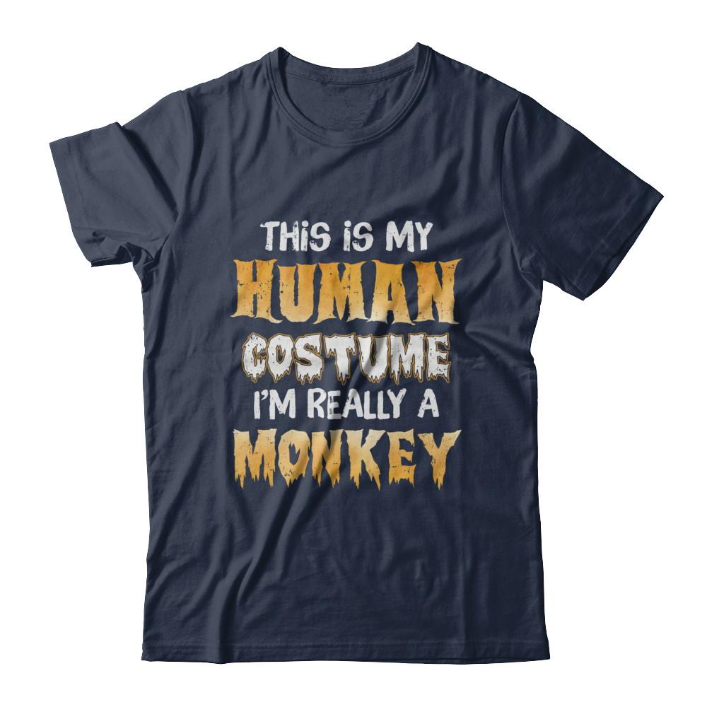 This Is My Human Costume Monkey Halloween-T-Shirt & Hoodie-Classic T-Shirt-Navy