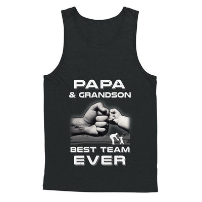 Papa And Grandson Best Team Ever Fathers Day-T-Shirt & Hoodie-Unisex Tank-Black
