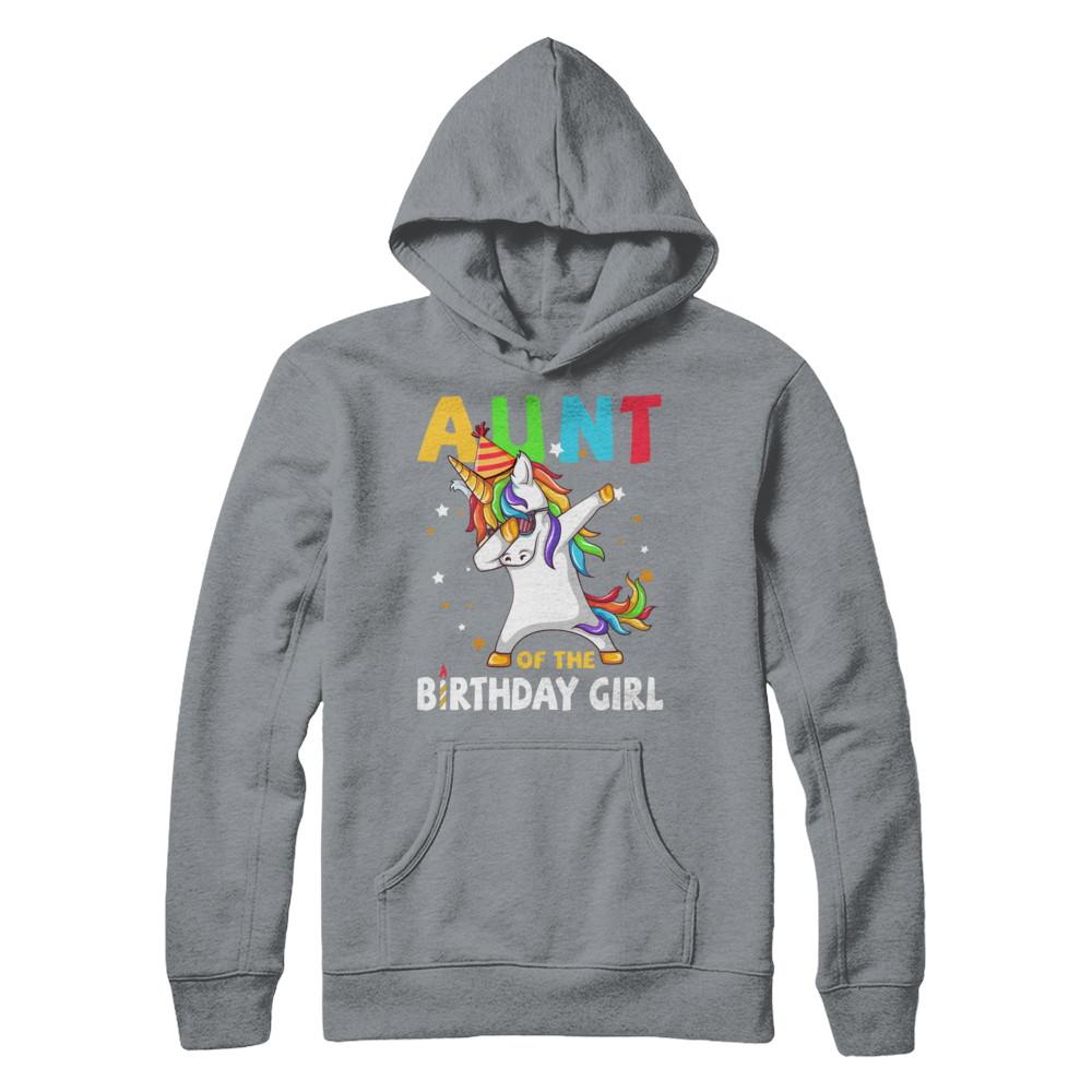 AUNT Of The Birthday Girl Dabbing Unicorn Party-T-Shirt & Hoodie-Pullover Hoodie-Light Steel