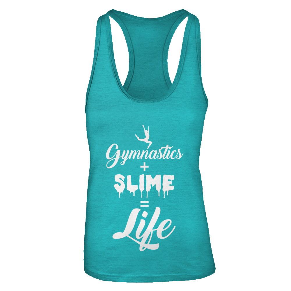 Daughter Mom Gymnastics And Slime Is Life-T-Shirt & Tank Top-Women's Ideal Racerback Tank-Tahiti Blue