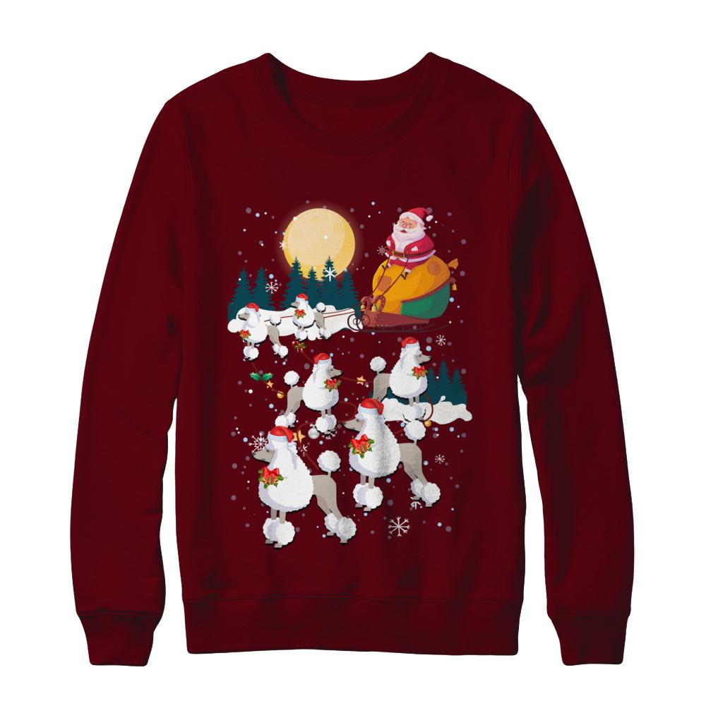 Dog Reindeer Poodle Christmas Gift-T-Shirt & Sweatshirt-Crewneck Sweatshirt-Maroon