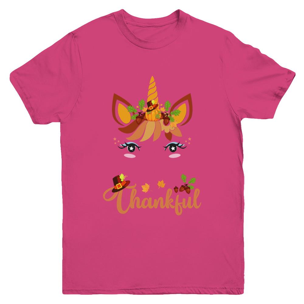 Thanksgiving Unicorn Pumpkin For Kids Youth-Youth Shirt-Youth T-Shirt-Heliconia
