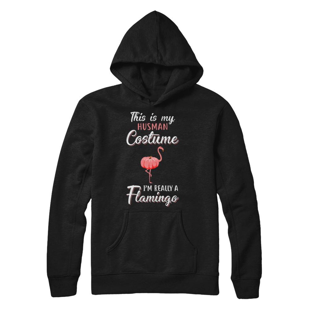 This Is My Human Costume I'm Really A Flamingo Halloween-T-Shirt & Hoodie-Pullover Hoodie-Black